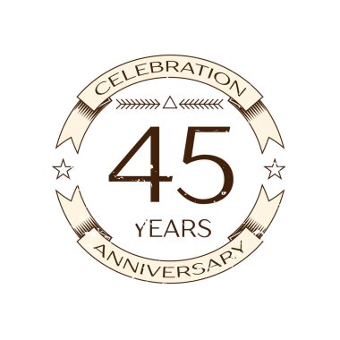 Gerçekçi kırk beş yıl yıldönümü kutlama logo halkalı ve şerit beyaz arka plan üzerinde. Tasarımınız için vektör şablonu
