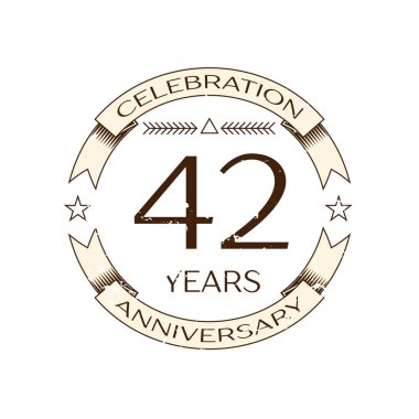 Gerçekçi kırk iki yıl yıldönümü kutlama logo halkalı ve şerit beyaz arka plan üzerinde. Tasarımınız için vektör şablonu