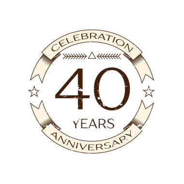 Gerçekçi kırk yıl yıldönümü kutlama logo halkalı ve şerit beyaz arka plan üzerinde. Tasarımınız için vektör şablonu