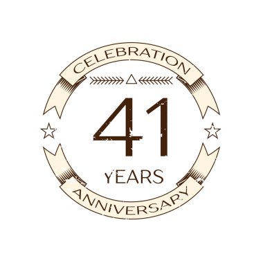 Gerçekçi kırk bir yıl yıldönümü kutlama logo halkalı ve şerit beyaz arka plan üzerinde. Tasarımınız için vektör şablonu