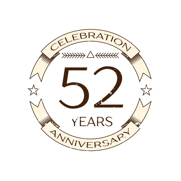 現実的な 50 年周年記念ロゴ リングと白い背景の上のリボン。あなたのデザインのベクトル テンプレート — ストックベクタ