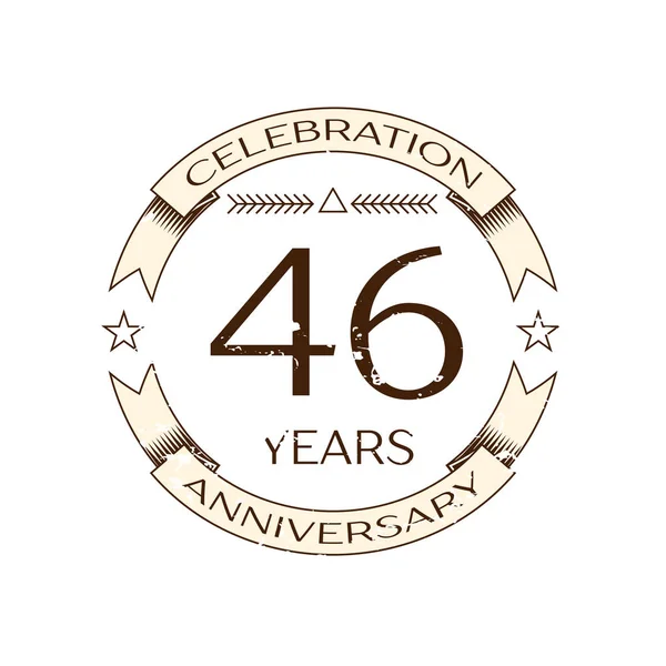 リアルな 40 6 年周年記念ロゴ リングと白い背景の上のリボン。あなたのデザインのベクトル テンプレート — ストックベクタ