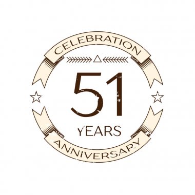 Gerçekçi elli bir yıl yıldönümü kutlama logo halkalı ve şerit beyaz arka plan üzerinde. Tasarımınız için vektör şablonu