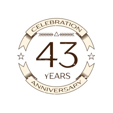 Gerçekçi kırk üç yıl yıldönümü kutlama logo halkalı ve şerit beyaz arka plan üzerinde. Tasarımınız için vektör şablonu