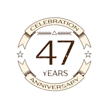 Gerçekçi kırk yedi yıl yıldönümü kutlama logo halkalı ve şerit beyaz arka plan üzerinde. Tasarımınız için vektör şablonu