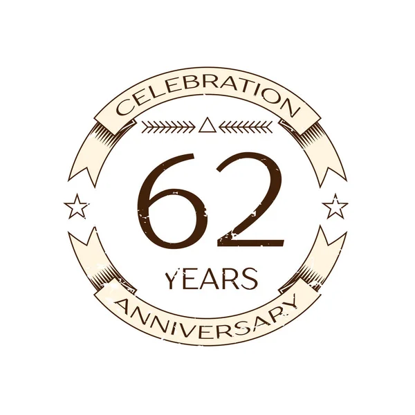 現実的な 60 年周年記念ロゴ リングと白い背景の上のリボン。あなたのデザインのベクトル テンプレート — ストックベクタ