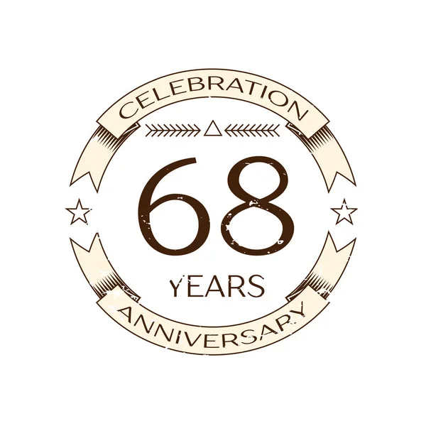 Realistiska sextioåtta år jubileumslogotypen firande med ring och band på vitbakgrund. Vector mall för din design — Stock vektor