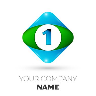 Gerçekçi bir numara vektör logo simge beyaz arka plan üzerinde renkli rhombus. Tasarımınız için vektör şablonu