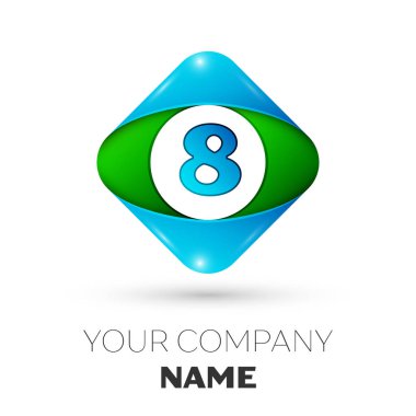 Gerçekçi sekiz vektör logo simge beyaz arka plan üzerinde renkli rhombus. Tasarımınız için vektör şablonu