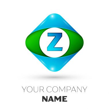 Gerçekçi mektup Z vektör logo simge beyaz arka plan üzerinde renkli rhombus. Tasarımınız için vektör şablonu