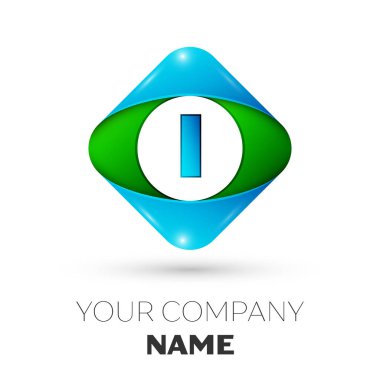 Beyaz arka plan üzerinde renkli rhombus logo simge vektör gerçekçi mektup. Tasarımınız için vektör şablonu