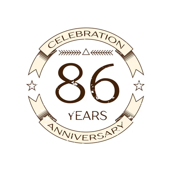 Realistiska åttiosex år jubileumslogotypen firande med ring och band på vitbakgrund. Vector mall för din design — Stock vektor