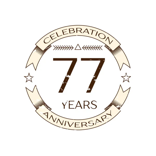 Reális hetven hét év évforduló ünneplés logó gyűrű és a szalag fehér háttér. A design vektor sablon — Stock Vector