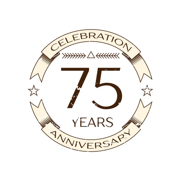 Reális 75 éves évforduló ünneplés logó gyűrű és a szalag fehér háttér. A design vektor sablon — Stock Vector