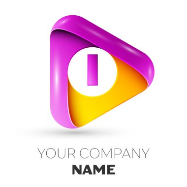 Beyaz arka plan üzerinde renkli üçgen logo simge vektör gerçekçi mektup. Tasarımınız için vektör şablonu