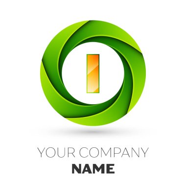 Beyaz arka plan üzerinde renkli daire içinde logo simge vektör gerçekçi mektup. Tasarımınız için vektör şablonu