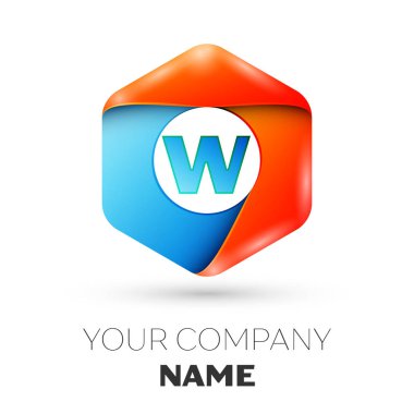 Harf W vektör logo simge renkli beyaz zemin üzerine altıgen. Tasarımınız için vektör şablonu