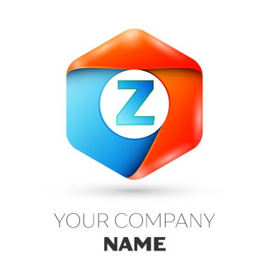 Z harfi vektör logo simge renkli beyaz zemin üzerine altıgen. Tasarımınız için vektör şablonu
