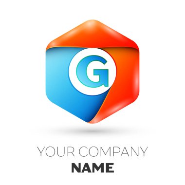 G harfi vektör logo simge renkli beyaz zemin üzerine altıgen. Tasarımınız için vektör şablonu