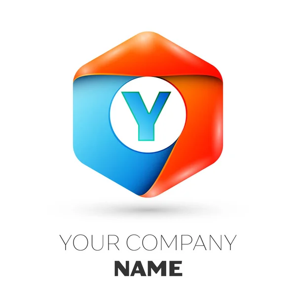 Bokstaven Y vektor logotypen symbol i färgglada sexkantiga på vit bakgrund. Vector mall för din design — Stock vektor