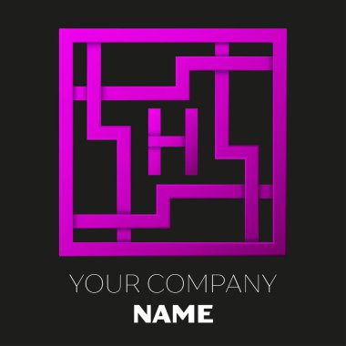 Gerçekçi H harfi vektör logo simge siyah arka plan üzerinde renkli kare labirent. Gölge tatili. Tasarımınız için vektör şablonu