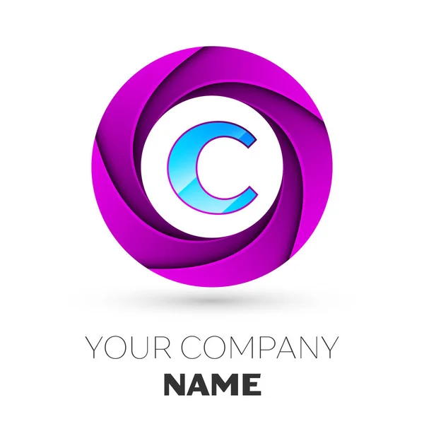 Realistic Letter C vector logo symbol in the colorful circle on white background. Vector template for your design — Stock Vector