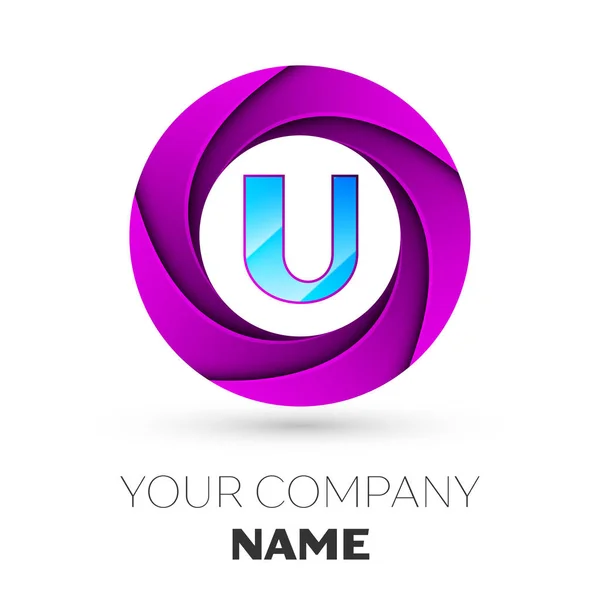 Realistiska bokstaven U vektor logotypen symbol i färgglada cirklar på vit bakgrund. Vector mall för din design — Stock vektor