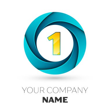 Gerçekçi bir vektör logo sembolü beyaz arka plan üzerinde renkli daire içinde. Tasarımınız için vektör şablonu