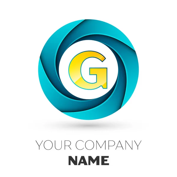 Realistické velké písmeno G vektorové logo symbol v Barevný kruh na bílém pozadí. Vektor šablona pro návrh — Stockový vektor