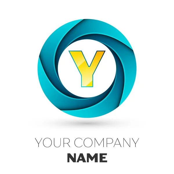 Reális Y betű vektor logo szimbólum fehér háttér színes kör. A design vektor sablon — Stock Vector