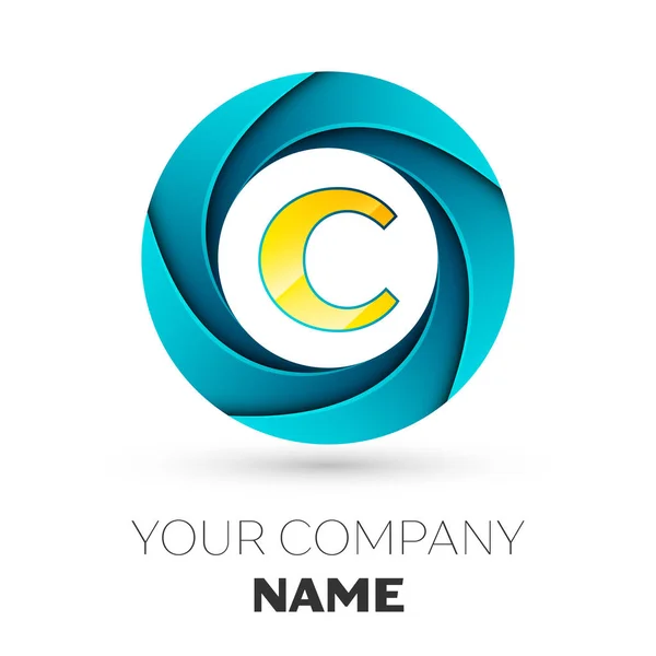 Реалістична літера C векторний логотип у барвистому колі на білому тлі. Векторний шаблон вашого дизайну — стоковий вектор