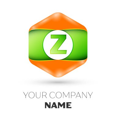 Gerçekçi harf Z vektör logo simge renkli beyaz zemin üzerine altıgen. Tasarımınız için vektör şablonu