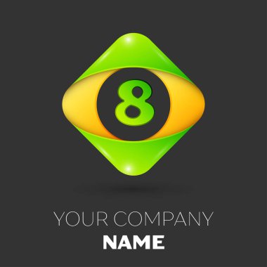 Gerçekçi sekiz vektör logo simge beyaz arka plan üzerinde renkli rhombus. Tasarımınız için vektör şablonu