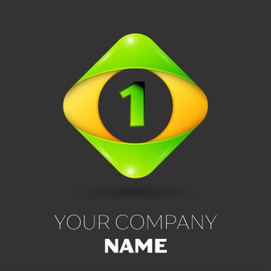 Gerçekçi bir numara vektör logo simge beyaz arka plan üzerinde renkli rhombus. Tasarımınız için vektör şablonu