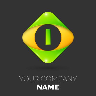 Siyah arka plan üzerinde renkli rhombus logo simge vektör gerçekçi mektup. Tasarımınız için vektör şablonu