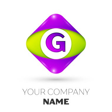 Gerçekçi mektup G vektör logo simge beyaz arka plan üzerinde renkli rhombus. Tasarımınız için vektör şablonu
