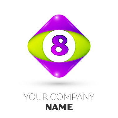 Gerçekçi sekiz vektör logo simge beyaz arka plan üzerinde renkli rhombus. Tasarımınız için vektör şablonu