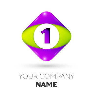 Gerçekçi bir numara vektör logo simge beyaz arka plan üzerinde renkli rhombus. Tasarımınız için vektör şablonu