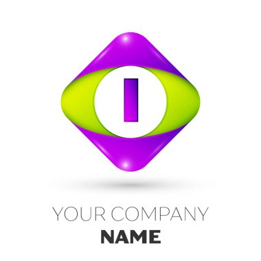 Beyaz arka plan üzerinde renkli rhombus logo simge vektör gerçekçi mektup. Tasarımınız için vektör şablonu