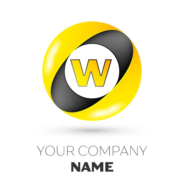 Beyaz arka plan üzerinde renkli daire içinde gerçekçi mektup W vektör logo sembol. Tasarımınız için vektör şablonu — Stok Vektör