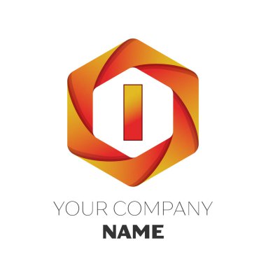 Gerçekçi mektup logo simge renkli beyaz zemin üzerine altıgen vektör. Tasarımınız için vektör şablonu