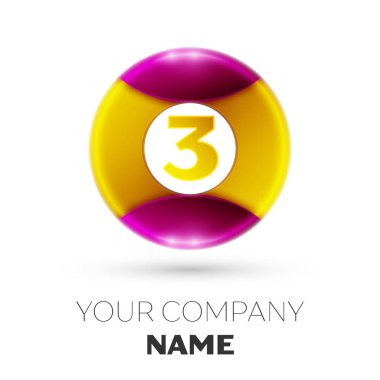 Gerçekçi üç numaralı vektör logosu simgesi beyaz arka plan üzerinde renkli daire içinde. Tasarımınız için vektör şablonu