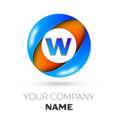 Beyaz arka plan üzerinde renkli daire içinde gerçekçi mektup W vektör logo sembol. Tasarımınız için vektör şablonu