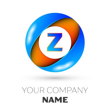 Gerçekçi mektup Z vektör logosu simgesi beyaz arka plan üzerinde renkli daire içinde. Tasarımınız için vektör şablonu