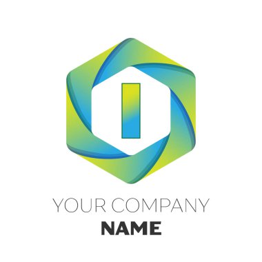 Gerçekçi mektup logo simge renkli beyaz zemin üzerine altıgen vektör. Tasarımınız için vektör şablonu