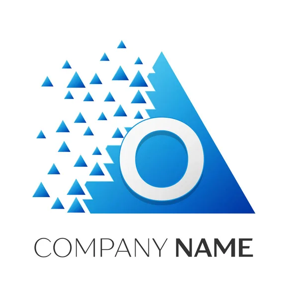 Символ векторного логотипа в виде буквы О в цветном треугольнике с блоками на белом фоне. Векторный шаблон для Вашего дизайна — стоковый вектор