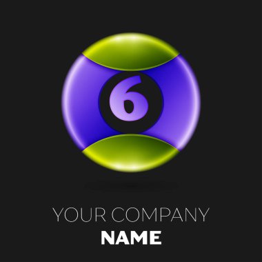 Gerçekçi altı numaralı vektör logosu simgesi beyaz arka plan üzerinde renkli daire içinde. Tasarımınız için vektör şablonu