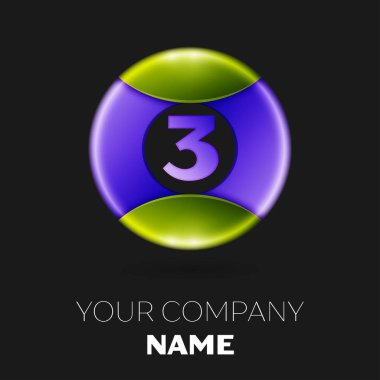 Gerçekçi üç numaralı vektör logosu simgesi beyaz arka plan üzerinde renkli daire içinde. Tasarımınız için vektör şablonu