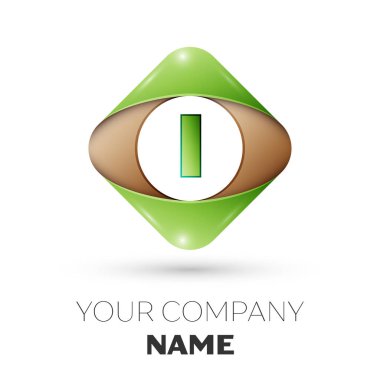 Beyaz arka plan üzerinde renkli rhombus logo simge vektör gerçekçi mektup. Tasarımınız için vektör şablonu