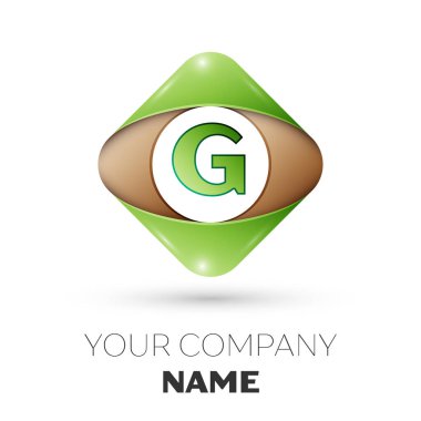 Gerçekçi mektup G vektör logo simge beyaz arka plan üzerinde renkli rhombus. Tasarımınız için vektör şablonu